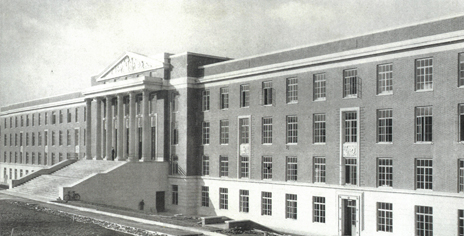black and white image of a building