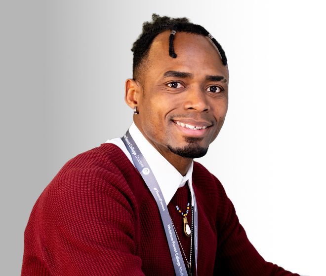 Higher Education student on a white background